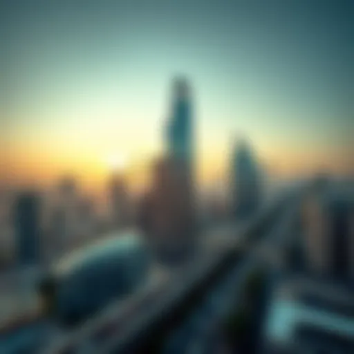 Aerial view of Sheikh Zayed Road showcasing skyscrapers and urban life