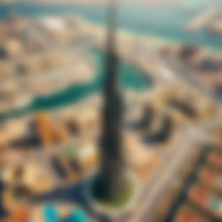 Aerial view highlighting Sondos Tower's strategic location in Dubai