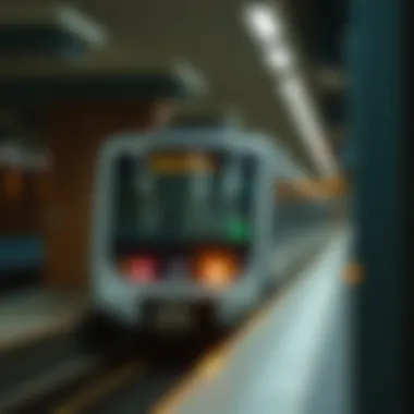 Dubai Metro Train Arriving on a Sunday Metro train arriving at the station