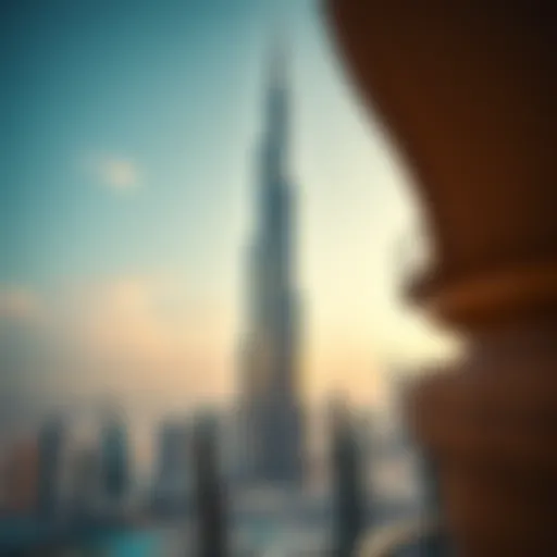 Stunning view of Burj Khalifa soaring above Dubai skyline