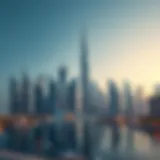 Showcasing a modern Dubai skyline with crypto elements