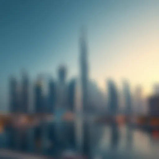 Showcasing a modern Dubai skyline with crypto elements