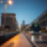 Modern Dubai Metro station at Center Point during evening hours