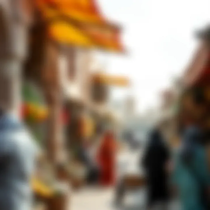 A vibrant market scene in Al-Nuaimia, highlighting the blend of culture and commerce