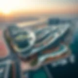 Aerial view of The Promenade showcasing its modern architecture