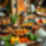 A vibrant display of traditional Emirati dishes showcasing a variety of ingredients.