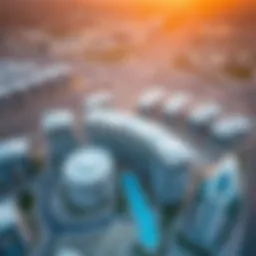 Aerial view showcasing ذا فالي دبي's modern architecture