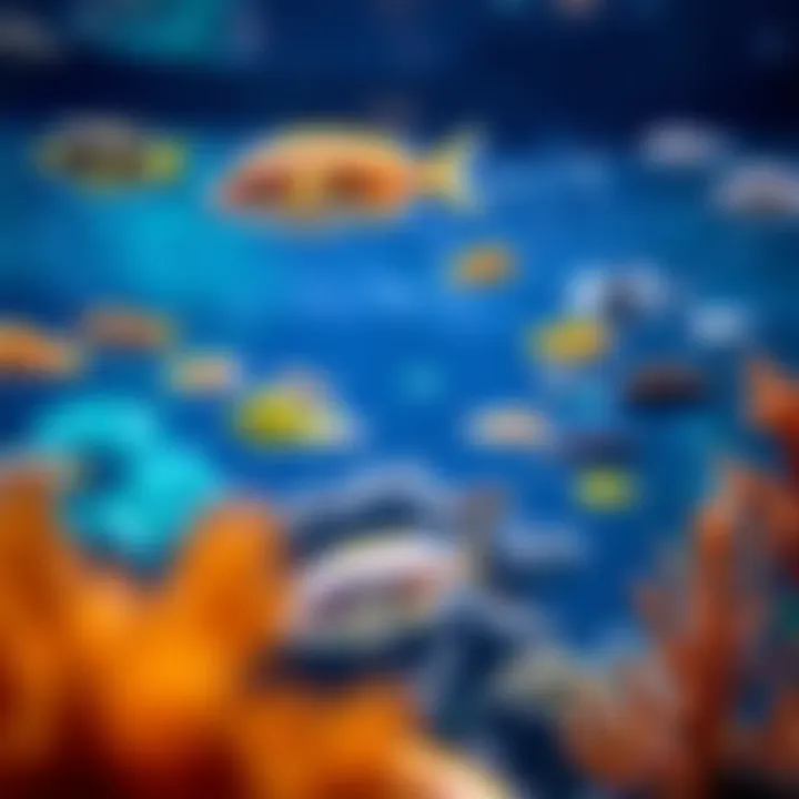 Diverse Marine Life at Dubai Aquarium Close-up of marine life in the Dubai Aquarium