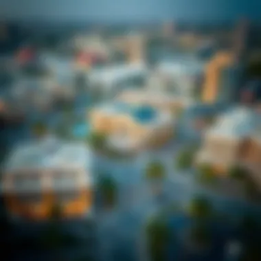 Aerial Perspective of Town Square Dubai Aerial view of Town Square Dubai showcasing its modern architecture and layout