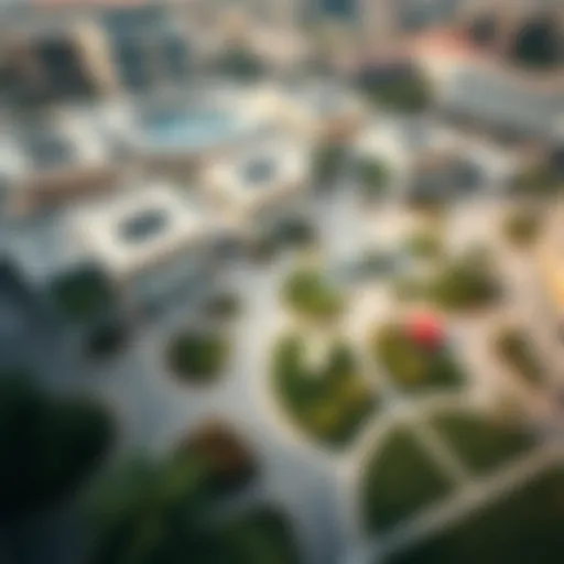 Aerial view of Town Square Dubai Park showcasing its lush greenery and pathways