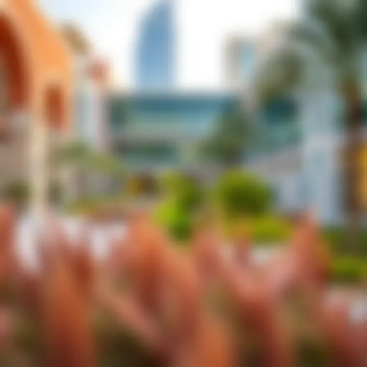 Architectural details of the park's design elements and landscaping