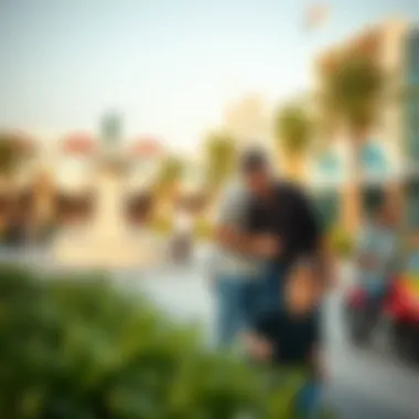 Families enjoying leisure activities in Town Square Dubai Park