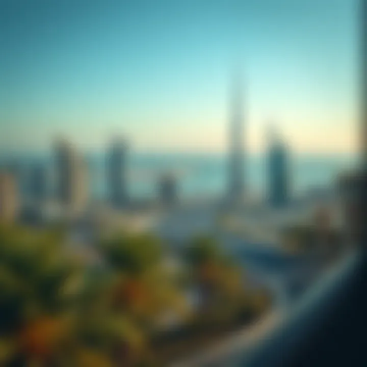 A Scenic View of Dubai's Skyline Scenic view of the Dubai skyline