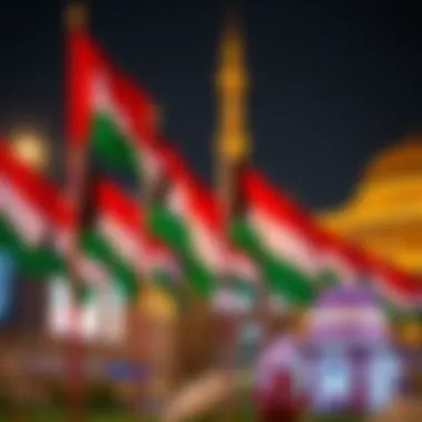 Decorative representation of UAE national flags during celebrations