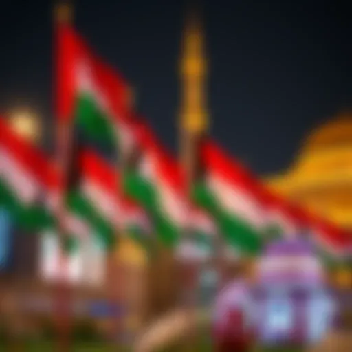 Decorative representation of UAE national flags during celebrations