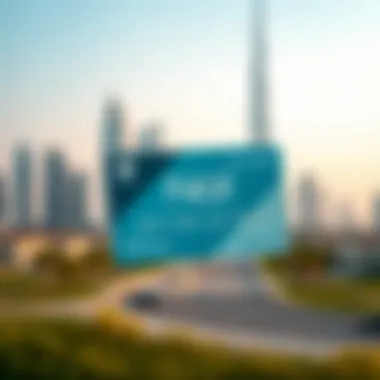 A close-up view of a Nol card with Dubai's skyline in the background