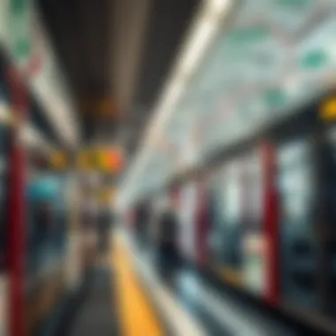 A map of Dubai's public transport system highlighting routes accessible with the Nol card