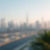 A serene view of Dubai skyline during a dry day
