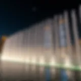 Stunning view of Dubai Fountain illuminated at night during Ramadan