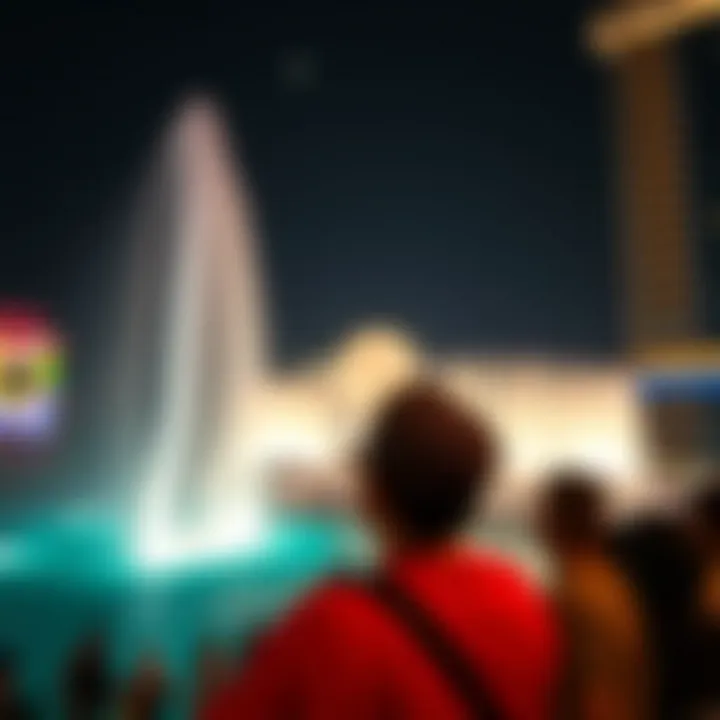 Visitors enjoying the Dubai Fountain show amidst Ramadan celebrations