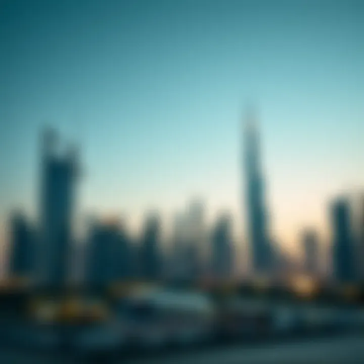 Dubai Skyline Featuring Healthcare Symbolism Dubai skyline with healthcare symbol