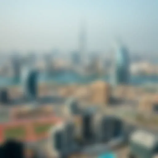 Aerial view of Dubai skyline highlighting business districts