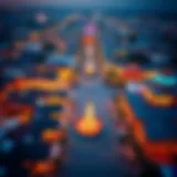 Aerial view of Global Village showcasing vibrant pavilions