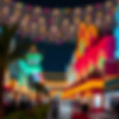 Night Lights of Global Village Colorful lights illuminating Global Village at night