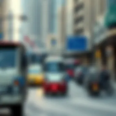 Transportation in Dubai A bustling Dubai street filled with various modes of transportation