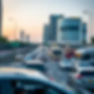 Analyzing Traffic Flow with Salik Integration Traffic flow analysis with Salik gates in background