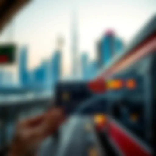 Metro Card with Dubai skyline in the background