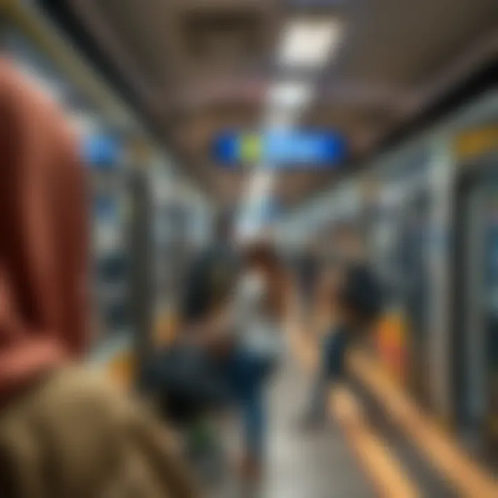 Passengers using the Metro Card at a Dubai station