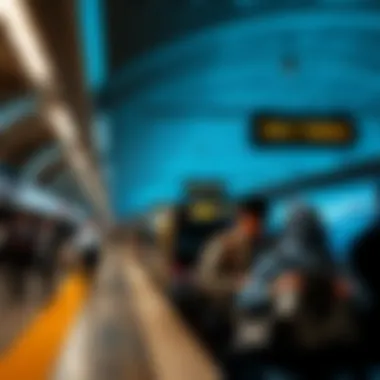 Dynamic Atmosphere at a Metro Station Platform Busy metro platform with commuters in motion