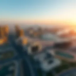 Aerial view of Dubai skyline showcasing iconic buildings and developments