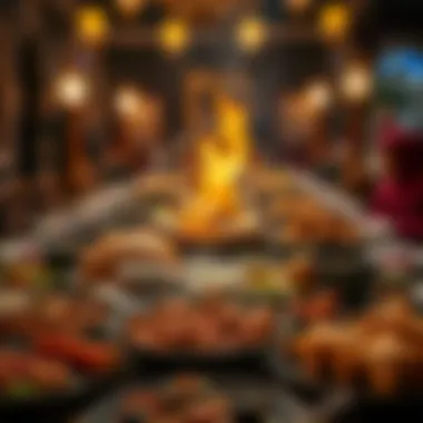 Traditional Iftar Delicacies in Dubai An elaborate Iftar spread showcasing traditional dishes and delicacies enjoyed during Ramadan.