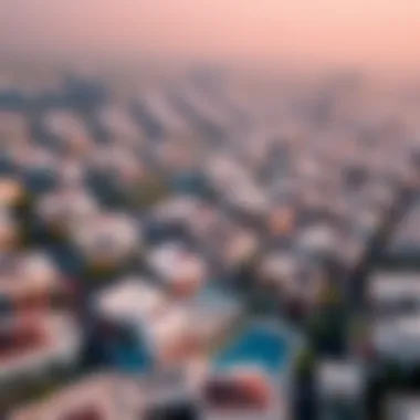 Aerial View of Dubai Neighborhoods Aerial view of popular Dubai neighborhoods with villas