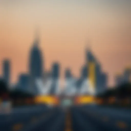 Illustration depicting the UAE skyline with visa symbols
