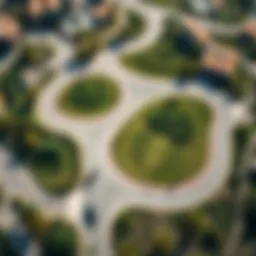 Aerial view of Yas Cycle Track showcasing its winding paths and lush surroundings