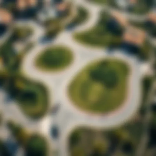 Aerial view of Yas Cycle Track showcasing its winding paths and lush surroundings