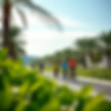 Cycling Bliss at Yas Cycle Track Cyclists enjoying a sunny day at Yas Cycle Track with greenery all around