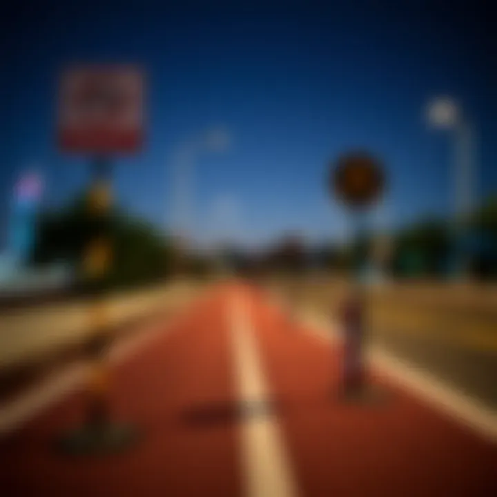 Safety features along the Yas Cycle Track, including signage and barriers
