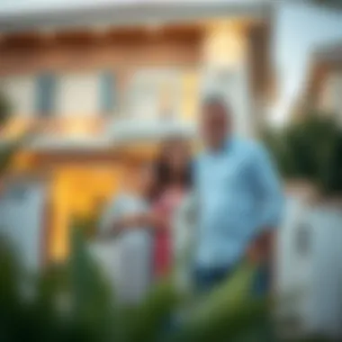 Joy of Home Ownership Happy family standing in front of a new home